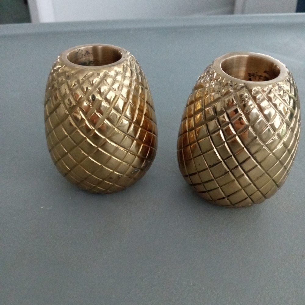 Candle Stick Holder Gold Finish Set Of 2. Flaws In Pictures.